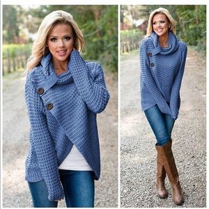 Periwinkle blue cowl neck sweater